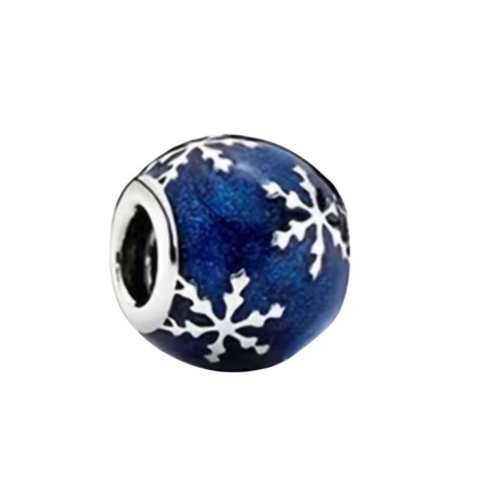 Blue Snowflake Enamel Charm Bead for Kids